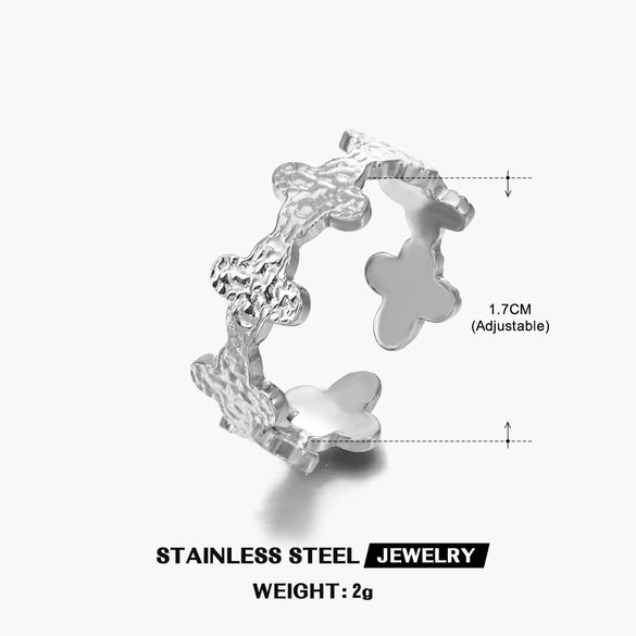 Wholesale Ladies Stainless Steel Geometric Open Adjustable Ring 18K Gold Plated