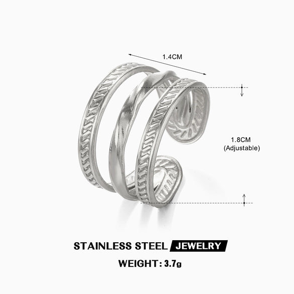 Wholesale Ladies Stainless Steel Geometric Open Ring Jewelry With Electroplating