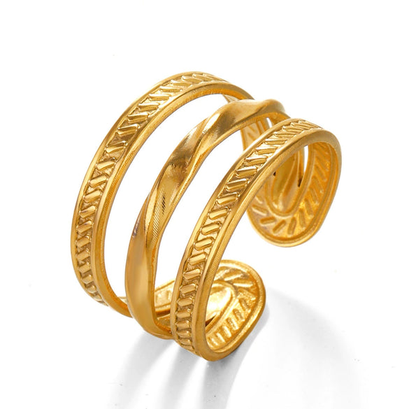 Wholesale Ladies Stainless Steel Geometric Open Ring Jewelry With Electroplating
