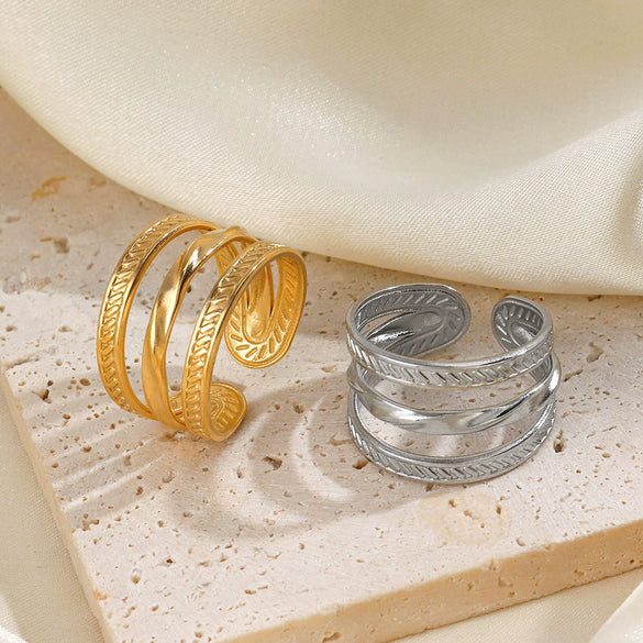Wholesale Ladies Stainless Steel Geometric Open Ring Jewelry With Electroplating