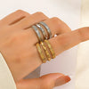 Wholesale Ladies Stainless Steel Geometric Open Ring Jewelry With Electroplating