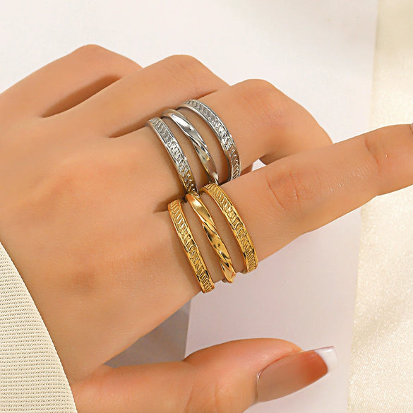 Wholesale Ladies Stainless Steel Geometric Open Ring Jewelry With Electroplating