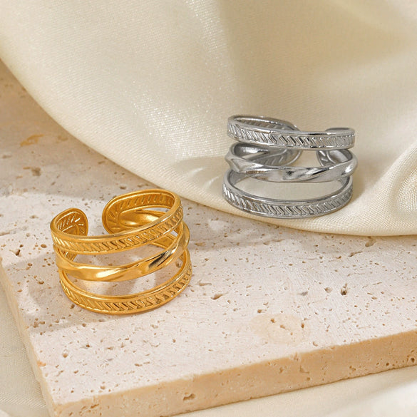 Wholesale Ladies Stainless Steel Geometric Open Ring Jewelry With Electroplating