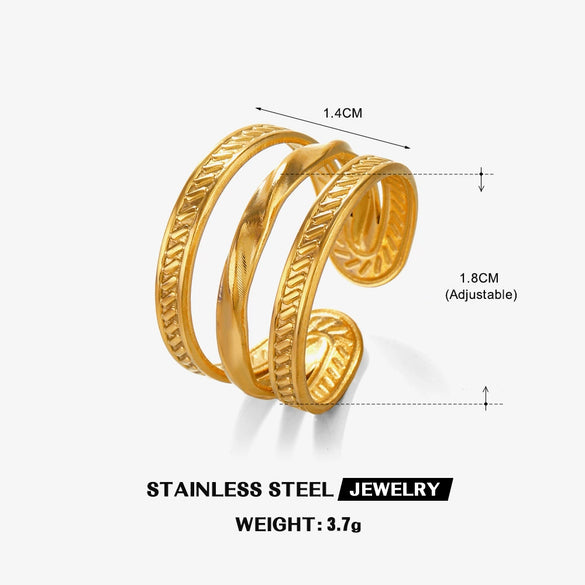 Wholesale Ladies Stainless Steel Geometric Open Ring Jewelry With Electroplating