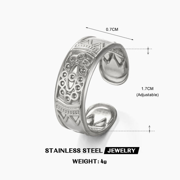 Wholesale Ladies Stainless Steel Geometric Open Ring With Electroplating Hip Hop Bohemian Style