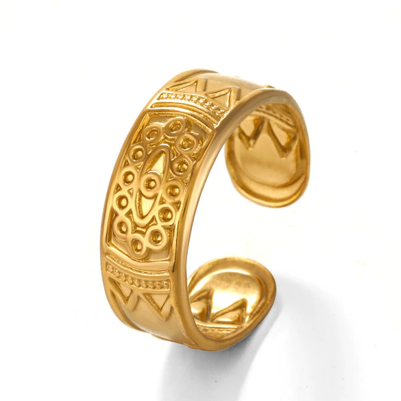 Wholesale Ladies Stainless Steel Geometric Open Ring With Electroplating Hip Hop Bohemian Style
