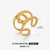 Wholesale Ladies Stainless Steel Geometric Open Wide Face 18K Gold Plated Ring