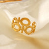 Wholesale Ladies Stainless Steel Geometric Opening Adjustable Ring With Electroplating