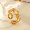 Wholesale Ladies Stainless Steel Geometric Opening Adjustable Ring With Electroplating