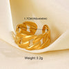 Wholesale Ladies Stainless Steel Geometric Opening Adjustable Ring With Real Gold Plating