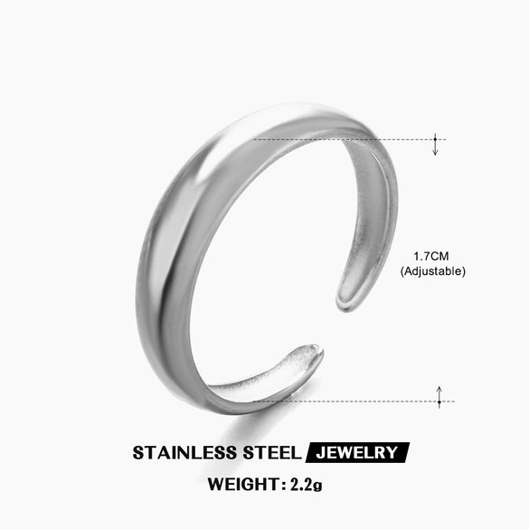 Wholesale Ladies Stainless Steel Geometric Opening Ring With Electroplating Treatment