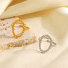 Wholesale Ladies Stainless Steel Geometric Oval Hollow Ring With 18K Gold Plated Electroplating