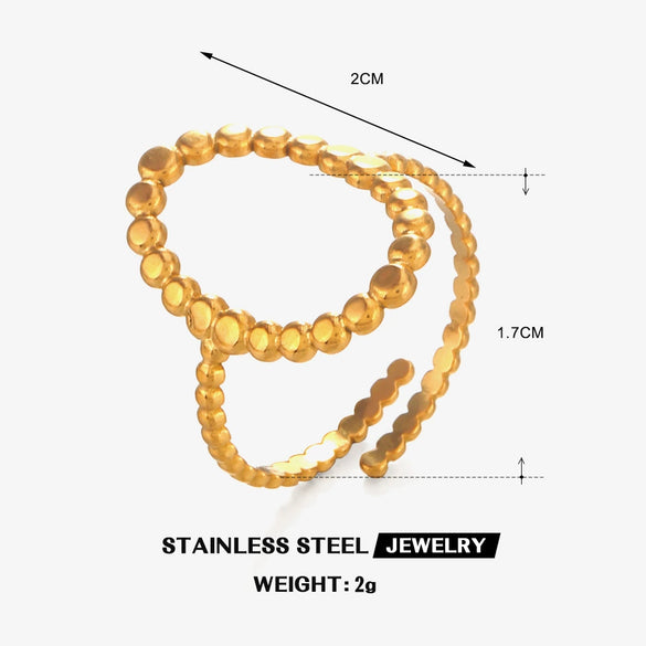 Wholesale Ladies Stainless Steel Geometric Oval Hollow Ring With 18K Gold Plated Electroplating