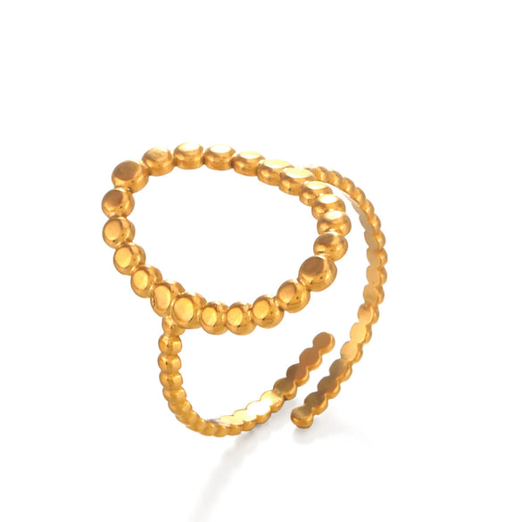 Wholesale Ladies Stainless Steel Geometric Oval Hollow Ring With 18K Gold Plated Electroplating