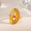 Wholesale Ladies Stainless Steel Geometric Oval Ring 18K Gold Plated