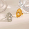 Wholesale Ladies Stainless Steel Geometric Oval Ring 18K Gold Plated
