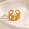 Wholesale Ladies Stainless Steel Geometric Pattern Goldplated Opening Adjustable Hiphop Ring
