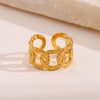 Wholesale Ladies Stainless Steel Geometric Pattern Goldplated Opening Adjustable Hiphop Ring