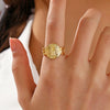 Wholesale Ladies Stainless Steel Geometric Retro Popular Open Ring With Real Gold Plating