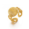 Wholesale Ladies Stainless Steel Geometric Retro Popular Open Ring With Real Gold Plating