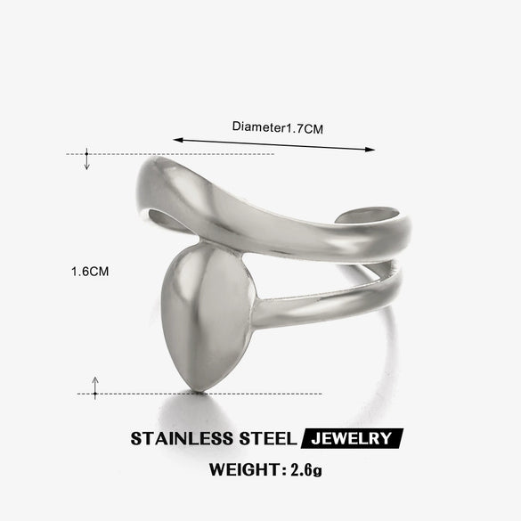 Wholesale Ladies Stainless Steel Geometric Round And Drop Shape Ring 18K Gold Plated Electroplating Style