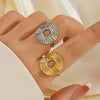 Wholesale Ladies Stainless Steel Geometric Round Ring 18K Gold Plated