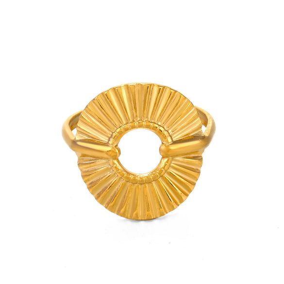 Wholesale Ladies Stainless Steel Geometric Round Ring 18K Gold Plated