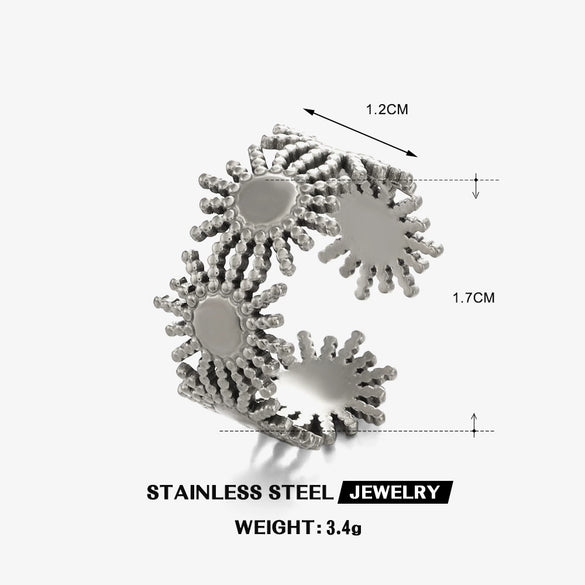 Wholesale Ladies Stainless Steel Geometric Style Electroplated Sun Ring
