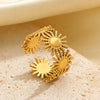 Wholesale Ladies Stainless Steel Geometric Style Electroplated Sun Ring