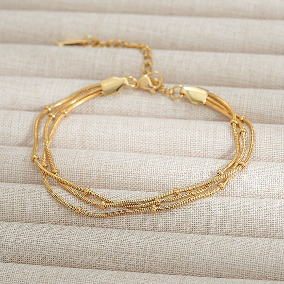 Wholesale Ladies Stainless Steel Geometric Style Gold Bead Bracelet Jewelry With Electroplating