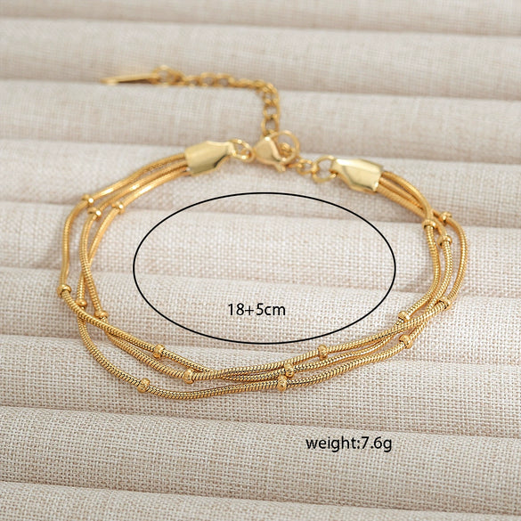 Wholesale Ladies Stainless Steel Geometric Style Gold Bead Bracelet Jewelry With Electroplating