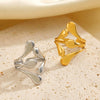 Wholesale Ladies Stainless Steel Geometric Style Gold Plated Opening Ring