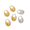 Wholesale Ladies Stainless Steel Geometric Threaded Electroplated Gold And Silver Double Color Niche Design Earrings