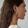 Wholesale Ladies Stainless Steel Geometric Threaded Electroplated Gold And Silver Double Color Niche Design Earrings