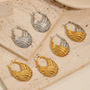 Wholesale Ladies Stainless Steel Geometric Threaded Electroplated Gold And Silver Double Color Niche Design Earrings