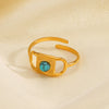 Wholesale Ladies Stainless Steel Geometric Turquoise Open Ring With Electroplating