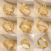 Wholesale Ladies Stainless Steel Gold Plated Geometric Multilayer Opening Cross Ring