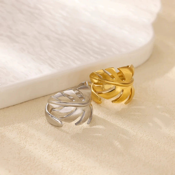 Wholesale Ladies Stainless Steel Gold Plated Geometric Multilayer Opening Cross Ring