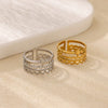 Wholesale Ladies Stainless Steel Gold Plated Geometric Multilayer Opening Cross Ring