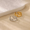 Wholesale Ladies Stainless Steel Gold Plated Geometric Multilayer Opening Cross Ring