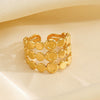 Wholesale Ladies Stainless Steel Gold Plated Geometric Round Opening Hip Hop Ring