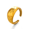 Wholesale Ladies Stainless Steel Gold Plated Star Shaped Retro Niche Design Ring