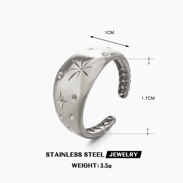 Wholesale Ladies Stainless Steel Gold Plated Star Shaped Retro Niche Design Ring
