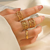 Wholesale Ladies Stainless Steel Goldplated Geometric Open Adjustable Ring