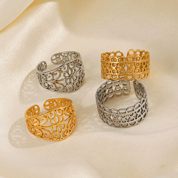 Wholesale Ladies Stainless Steel Goldplated Pattern Ring