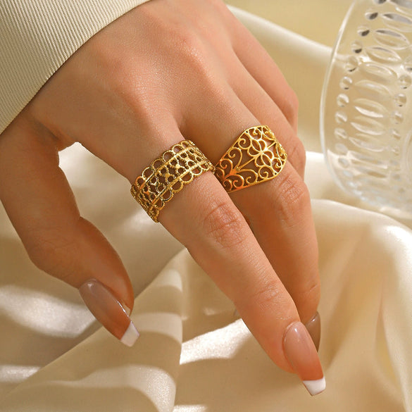 Wholesale Ladies Stainless Steel Goldplated Pattern Ring
