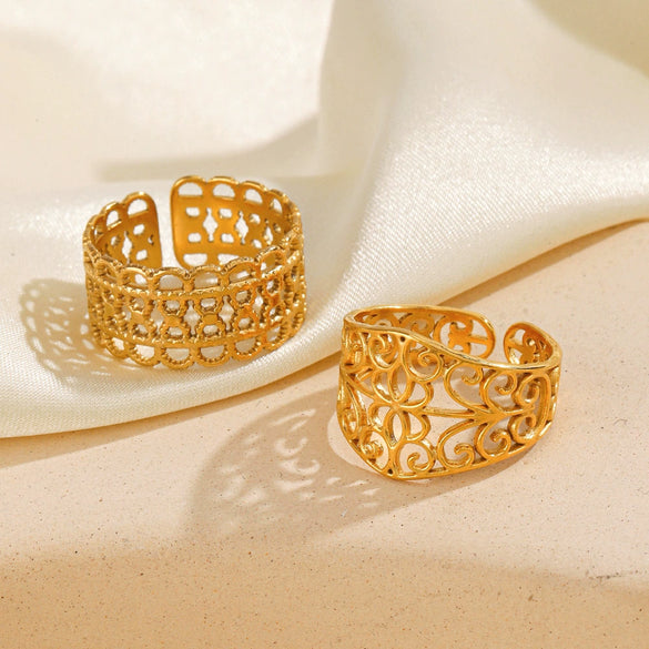 Wholesale Ladies Stainless Steel Goldplated Pattern Ring