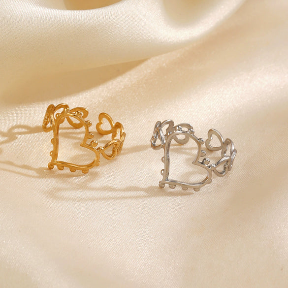 Wholesale Ladies Stainless Steel Heart Shape Electroplated Love Ring