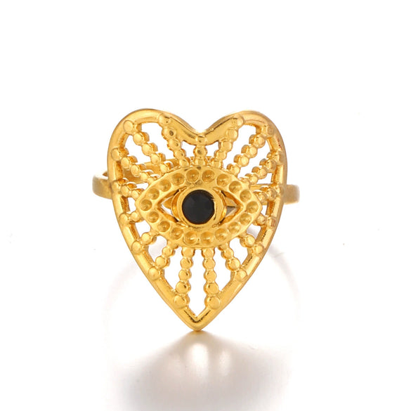Wholesale Ladies Stainless Steel Heart Shape 18K Gold Plated Hollow Love Ring