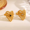 Wholesale Ladies Stainless Steel Heart Shape 18K Gold Plated Hollow Love Ring